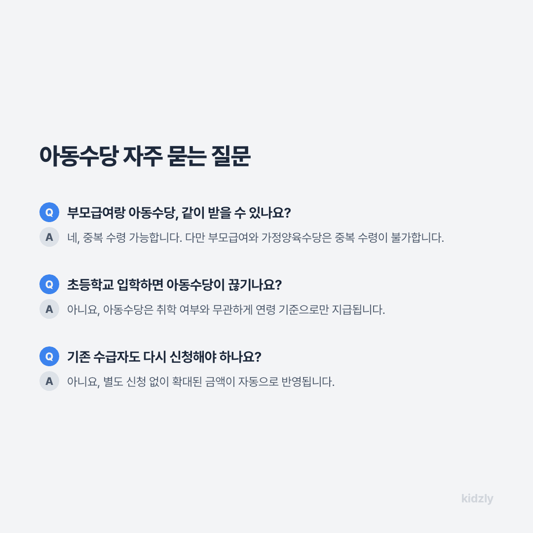 아동수당 관련 자주 묻는 질문과 답변
